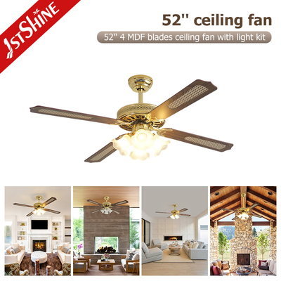 Traditional 35W Decorative Ceiling Fan Pull Chain 4 MDF Blades For Bedroom Room