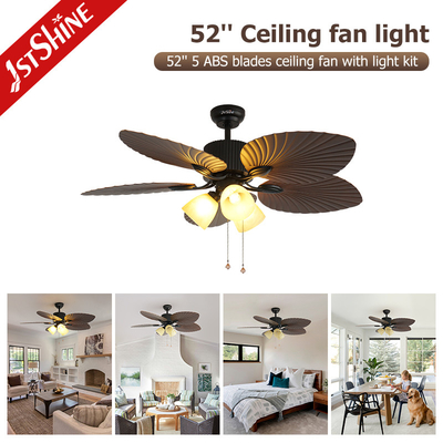 52 Inches Decorative Ceiling Fan With Light Kit Pull Chain Ac Motor