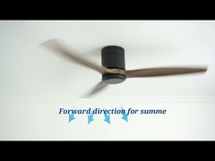 3 Natural Wooden Blades Low Profile 52 Inches Ceiling Fan With Led Light