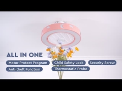Quạt trần LED gắn phẳng Quạt trần màu hồng với chủ đề dành cho trẻ em，Động cơ DC
