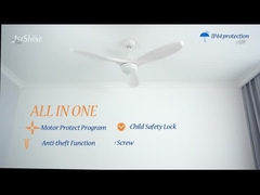 Quạt trần chống nước có đèn Động cơ DC 3 cánh nhựa Quạt trần đèn led trắng