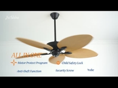 Quạt trần phong cách nhiệt đới 56 inch động cơ dc quạt trần 5 cánh có điều khiển từ xa