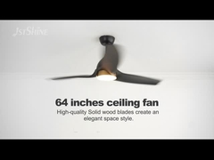 62 Inch Solid Wood Ceiling Fan With Dimmable Led Light Black Modern Dc Motor (Động cơ DC hiện đại màu đen)