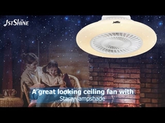 Lửa quạt trần không đinh với đèn LED DC Motor Starry Lampshade