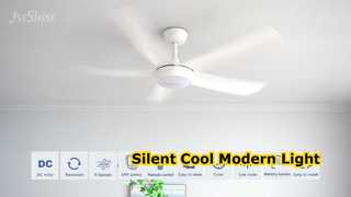 Quạt trần màu trắng hiện đại Đèn LED yên tĩnh