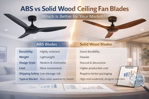 Tin tức công ty mới nhất về Cánh quạt trần bằng nhựa ABS và gỗ nguyên khối: Loại nào tốt hơn cho thị trường của bạn?