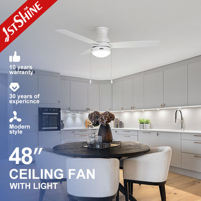 Giá tốt. 48 Inch Modern White Ceiling Fan With Light Pull Chain Ac Motor 3 Speed Choice (Động cơ xoay xích dây chuyền xoay xích dây chuyền) trực tuyến