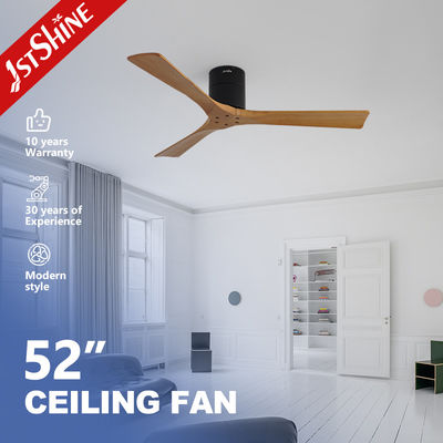 Giá tốt. Solid Wood Blade Black Finish Flush Mount Decorative Ceiling Fan với tiếng ồn thấp hơn và loại công tắc điều khiển từ xa trực tuyến