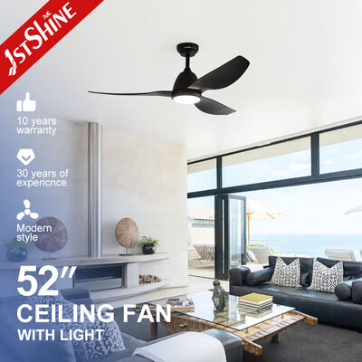 Chất lượng 52 Inch Modern Black Ceiling Fan với đèn LED và động cơ DC âm thầm nhà máy