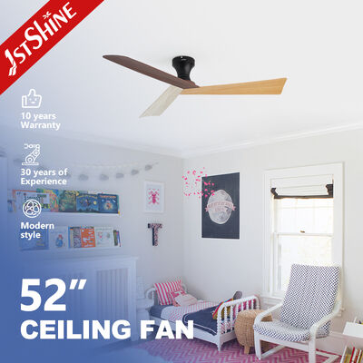 Giá tốt. 52 Inch Flush Mount Ceiling Fan với động cơ DC âm thầm và lưỡi ABS màu gỗ trực tuyến