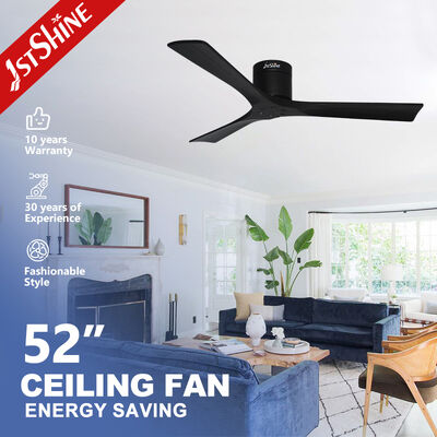 Chất lượng 52" Solid Wood Blades Flush Mount Ceiling Fan cho trần nhà thấp với điều khiển từ xa nhà máy